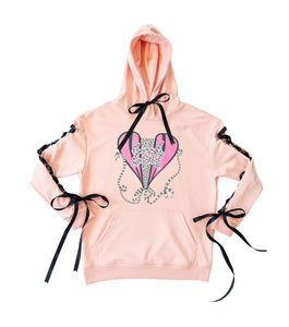 Play Piercing Sleeves Ex-Boyfriend Hoodie - Pink+Black