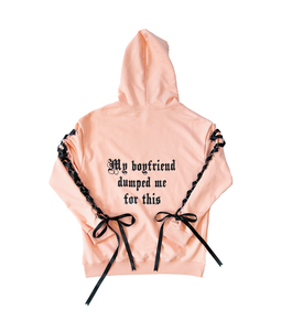 Play Piercing Sleeves Ex-Boyfriend Hoodie - Pink+Black